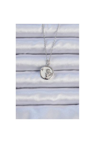 Skygo 316L Steel Chain Silver Color Zircon Stone Enameled Angel Necklace - Tj-Bko9086