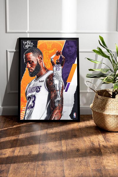 Saturn Pictură înrămată de LeBron James - Pictură poster NBA de baschet
