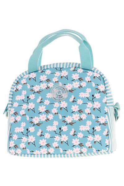 KAUKKO Turquoise Flower Printed Lunchbox for Girls (Thermal Insulated) (K9071)