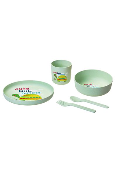 Parfait 5-Piece Cute Little Tortoise Printed Kids Dining Set