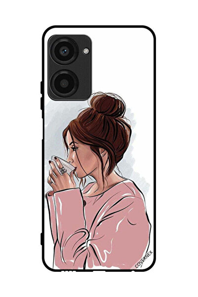 Covernex غطاء حماية لهاتف Realme 10 Pro، رسم فتاة تشرب الشاي