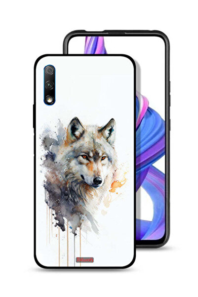 Tolwak غطاء حماية لهاتف Honor 9X (الصين) بتصميم فن تجريدي للذئب