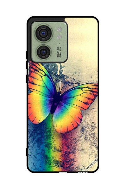 Covernex غطاء حماية لهاتف موتورولا إيدج 40 بتصميم فراشة قوس قزح عتيقة