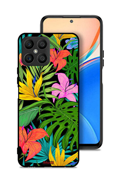 Tolwak Honor X8 4G Protective Case Cover Pattern Tropical Flowers Leaves