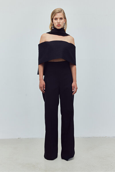 Bohai Design Siyah Renk Büstiyer Pantolon Fularlı 3'lü Takım