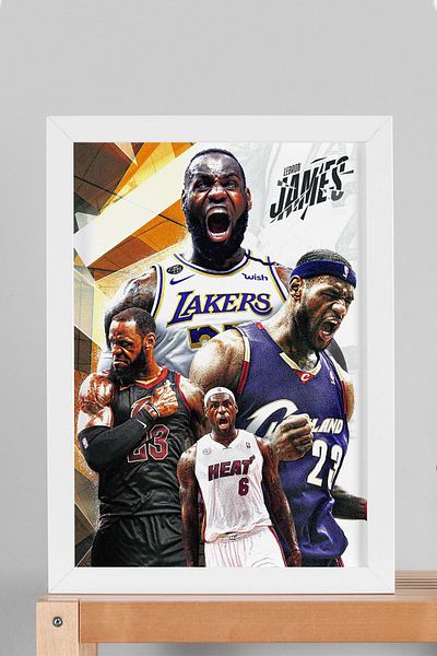 Saturn Lebron James Framed Painting - Basketball Nba Poster Painting