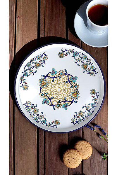 İnci Emaye No. 36 Presentation Serving Plate Tray Supla Cake Plate Serving Plate Dowry Gift ~ 36cm