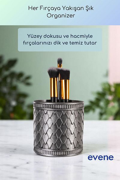 Evene Makeup Organizer Μακιγιάζ Βούρτσα Μακιγιάζ Organizer Organizer Ασημί Αντίκα Χρώμα Μοντέλο 87