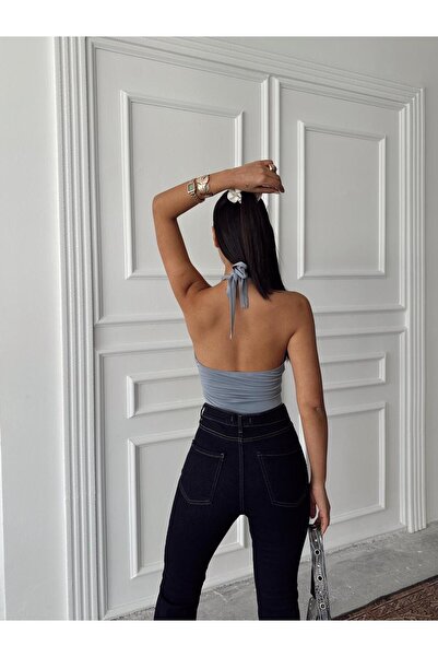 mydukkan.co Halter Neck Bodysuit Gray
