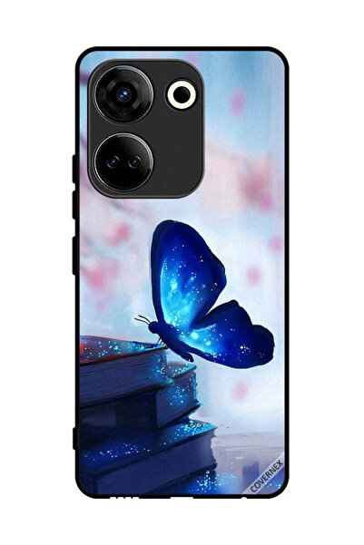 Covernex غطاء حماية لهاتف تكنو كامون 20 بتصميم فراشة جالسة على كتاب