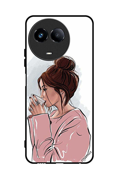 Covernex غطاء حماية لهاتف Realme 11 5G، رسم فتاة تشرب الشاي