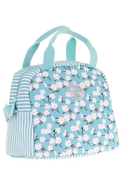 KAUKKO Turquoise Flower Printed Lunchbox for Girls (Thermal Insulated) (K9071)