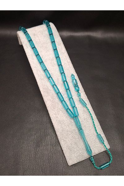 Han Ticarethane Turquoise Color Cut Powder Amber Prayer Beads with Cutting System
