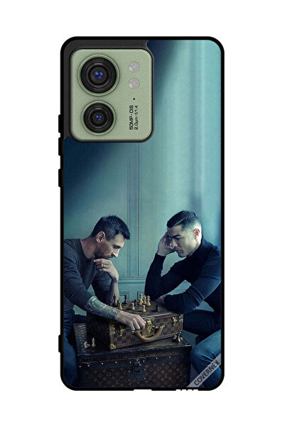 Covernex غطاء حماية لهاتف موتورولا إيدج 40 ميسي ضد رونالدو يلعبان الشطرنج