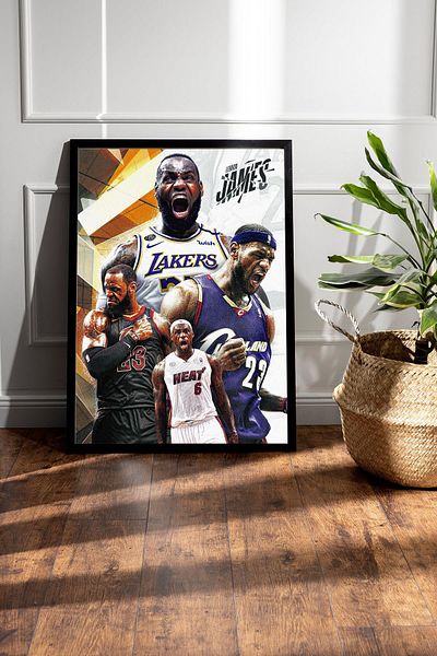 Saturn Lebron James Framed Painting - Basketball Nba Poster Painting