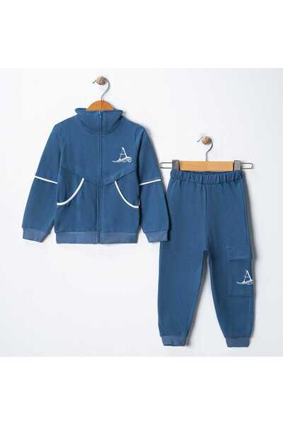 Pink cherry fermuarlı ve nakışlı erkek bebek takımı , eşofman takımı