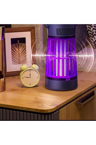 divendi-ro Lampă electrică anti-insecte, UV, portabilă, silențioasă, reîncărcabilă, rotație 360°