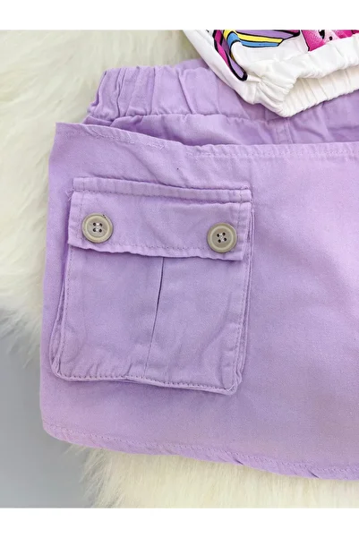 mislina kids Cool, Comfortable and Stylish Girl's Summer Set (T-Shirt + Shorts + Bag)