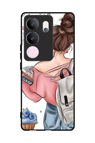 Covernex غطاء حماية لهاتف فيفو V29 برو، مطبوع عليه رسومات يد فتاة