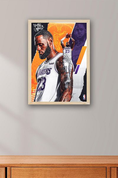 Saturn Pictură înrămată de LeBron James - Pictură poster NBA de baschet