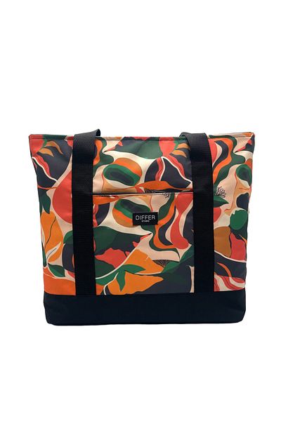 Differ Studio Orange Abstract Pattern Multi-Purpose Beach/Arm/Shoulder/Sports/Travel Bag with 2 Waterproof Inner Bags
