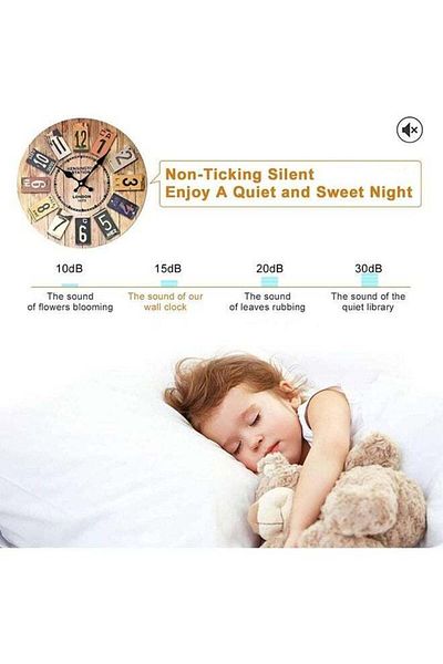 COOYA Wooden Wall Clock, Rustic, Vintage Wood Decorative Wall Clock, Battery Operated Silent Movement