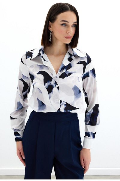 Sateen Cămașă cu model - bleumarin