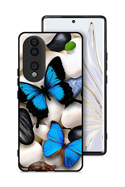 Tolwak غطاء حماية لهاتف Honor 70 بنقشة فراشات على الحجارة