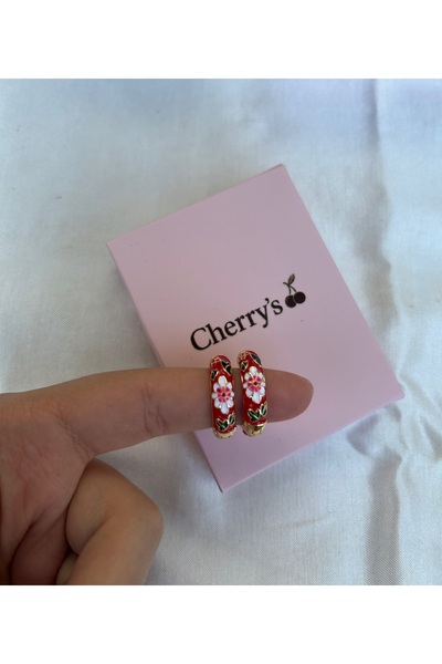 Cherrys Luxury Kırmızı Halka Küpe