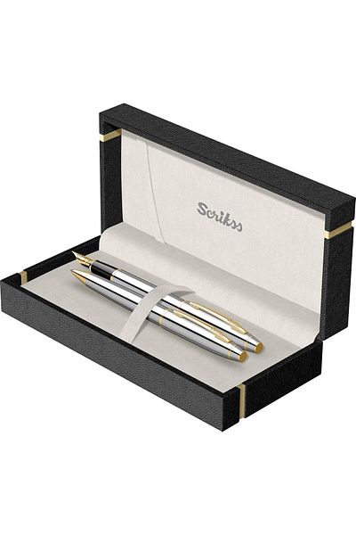 Mena Rise Şirinshop Noble 35 Fountain Pen Ballpoint Pen Set Chrome Gold 1108107