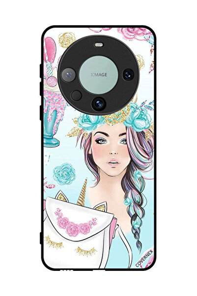 Covernex غطاء حماية لهاتف هواوي ميت 60 برو بلس رموش على الحقيبة وفتاة وحيد القرن