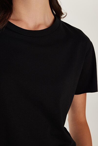 Tudors Γυναικείο μπλουζάκι Relax Fit Modal Basic Crew Neck Μαύρο