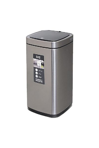 EKO Battery Powered Rechargeable Rectangular Stainless Steel Touch Bin