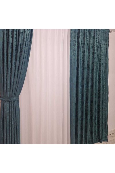 Perdelenoi by Igni Comex Dark Turquoise Sand Curtain 2 Pcs