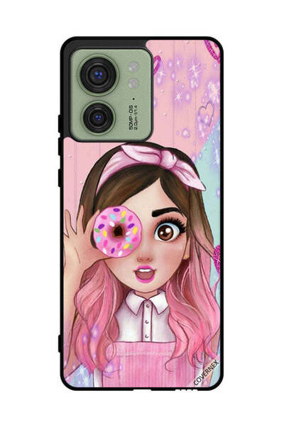 Covernex غطاء حماية لهاتف موتورولا إيدج 40 برسومات فتاة محبة للدونات