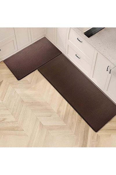 COOYA 2 Piece Kitchen Mats, Kitchen Rugs with Non-Slip Rubber Back, Waterproof Cushion for Kitchen Floor