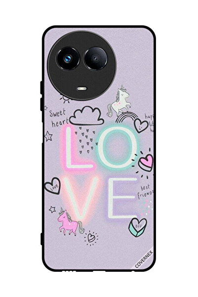 Covernex غطاء حماية لهاتف Realme 11 5G بطبعة قلب حلو وحب وحيد القرن