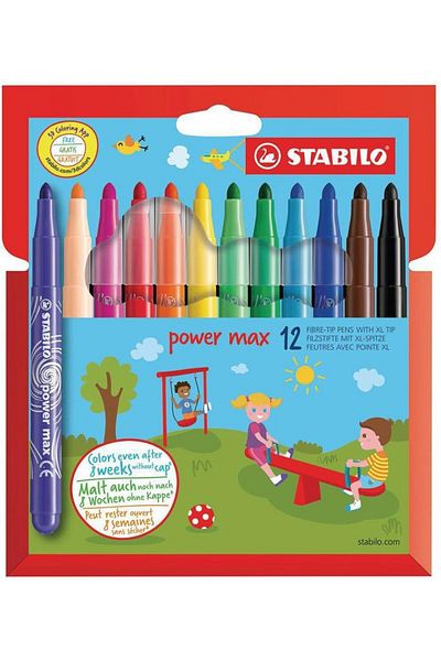 Mena Rise Şirinshop Power Max - Felt Tip Crayons - Box of 12 - Assorted Colors 1108107