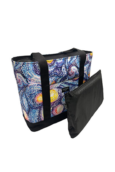 Differ Studio Geantă de plajă/mânecă/umăr/sport/călătorie multifuncțională Van Gogh Blue Pattern cu geantă interioară impermeabilă din 2 piese