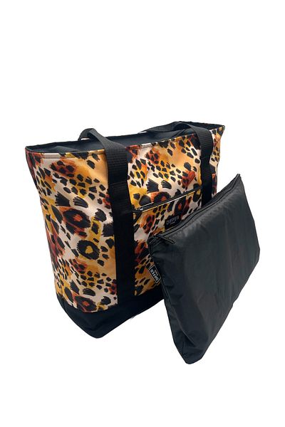 Differ Studio Leopard Patterned 2-Piece Waterproof Black Inner Bag Multi-Purpose Beach/Arm/Shoulder/Sports/Travel Bag