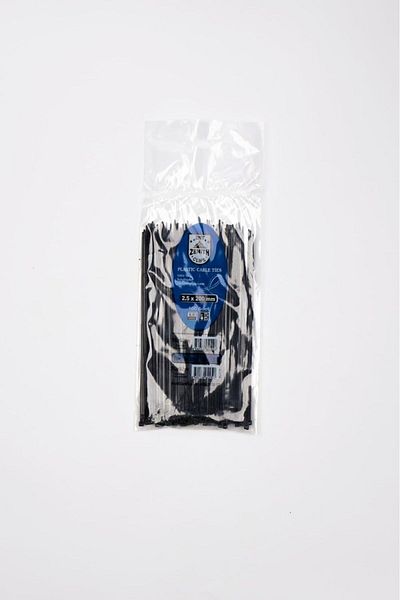 Mena Rise Fikirshop 2.5X200 Black Cable Tie & Plastic Clamp & Velcro Clamp 100 Pieces (Package) 1