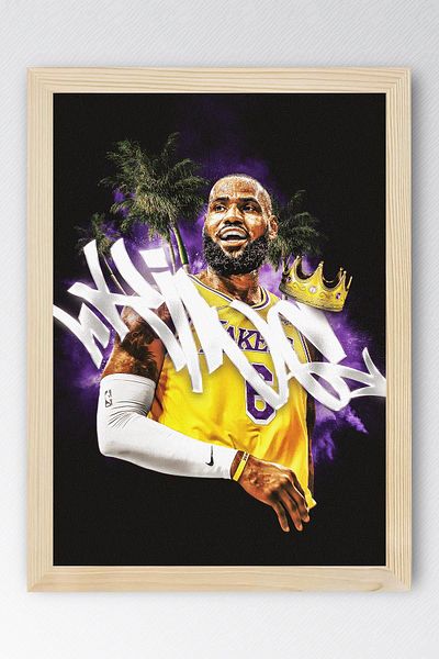 Saturn Pictură înrămată de LeBron James - Pictură poster NBA de baschet