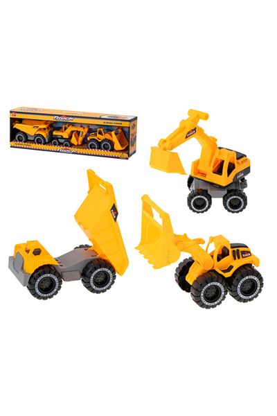 OEM Set 3 masini de constructii, Plastic, 3ani+, Galben