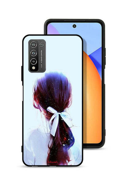 Tolwak غطاء حماية لهاتف Honor 10X Lite بتصميم ربطة شعر مع رباط شعر وفن فتاة