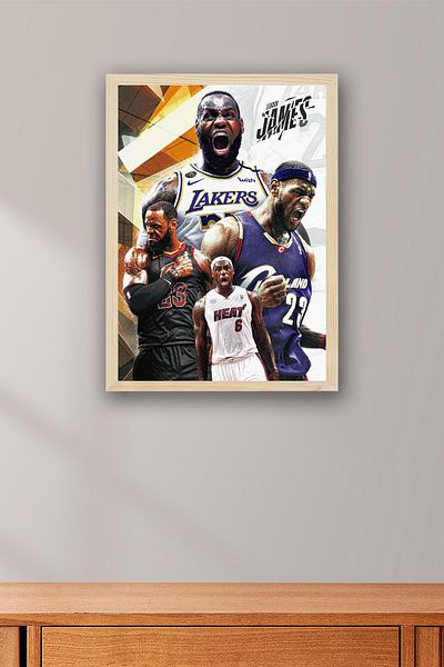 Saturn Lebron James Framed Painting - Basketball Nba Poster Painting