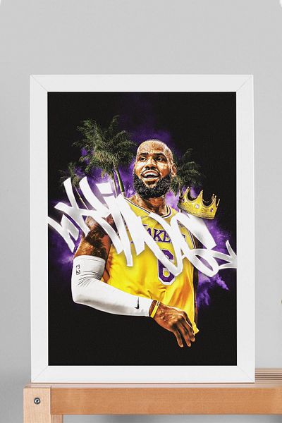 Saturn Lebron James Framed Painting - Basketball Nba Poster Painting