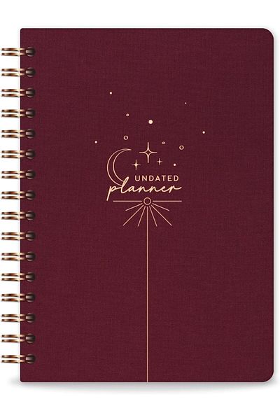 Mena Rise Diyar-ıFırsatShop Agenda A5 cu spirală din in, planificator nelimitat, roșu Claret 1017157