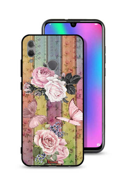 Tolwak غطاء حماية لهاتف Honor 10 Lite بنقشة فراشات الخوخ والورود
