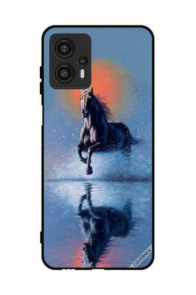 Covernex غطاء حماية لهاتف موتورولا موتو جي 13 - رسم حصان يركض في الماء