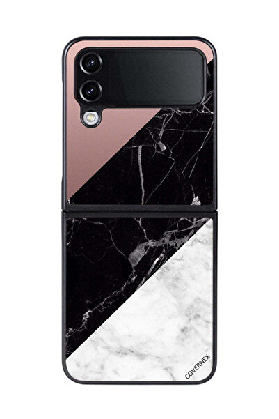 Covernex غطاء حماية لهاتف سامسونج جالاكسي زد فليب 4 بنمط مزيج من الرخام واللو...